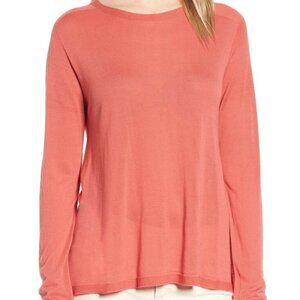 Eileen Fisher Mimosa Seamless Jewel Neck Hi-Lo Sweater